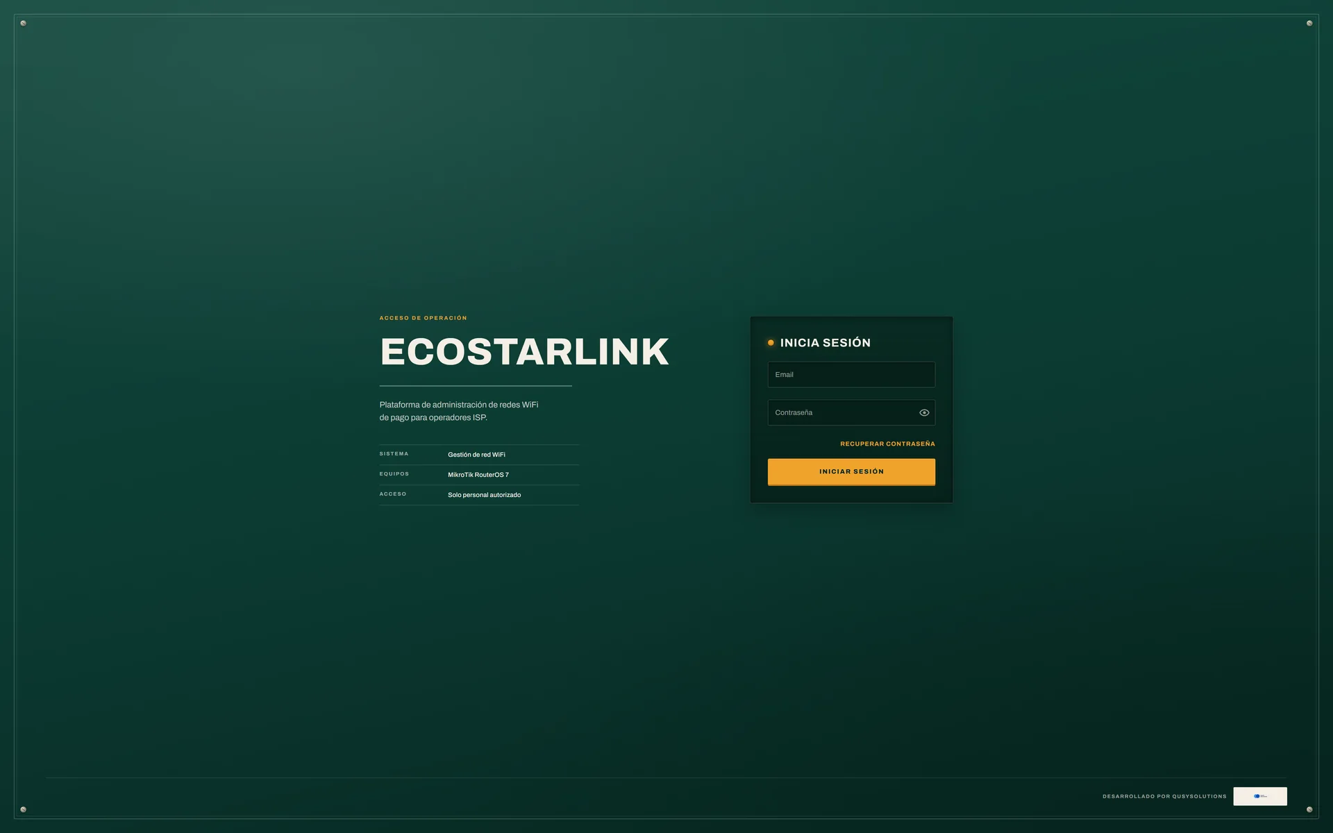 EcoStarlink — Operación de red · ISP